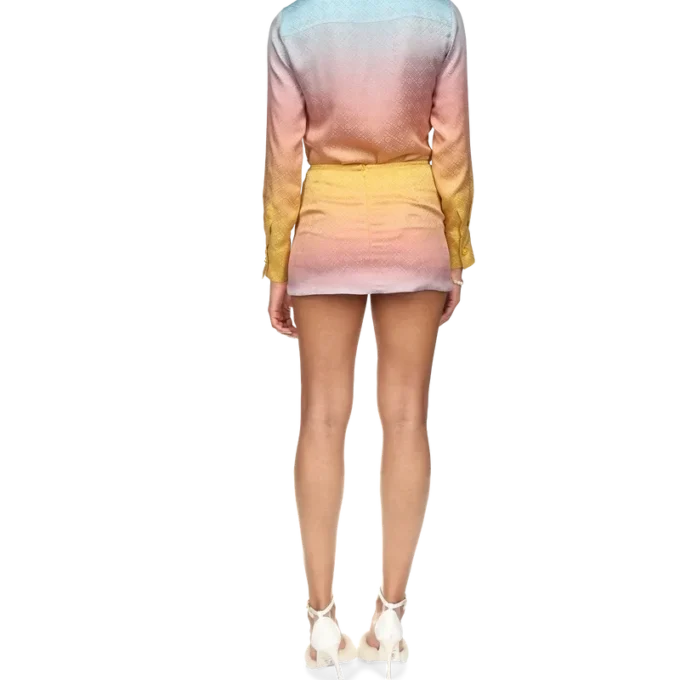 Falda de seda con degradado de ping pong