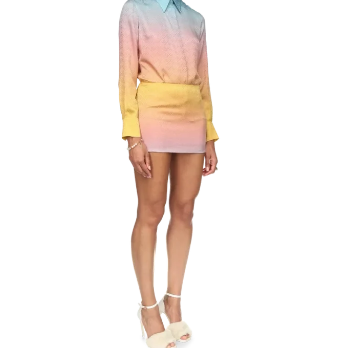 Falda de seda con degradado de ping pong