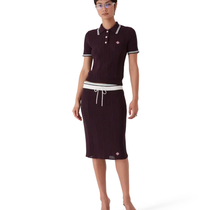 Falda midi de punto de algodón Falda midi de punto de algodón