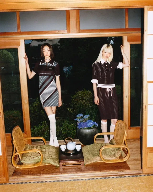 Falda midi de punto de algodón Falda midi de punto de algodón