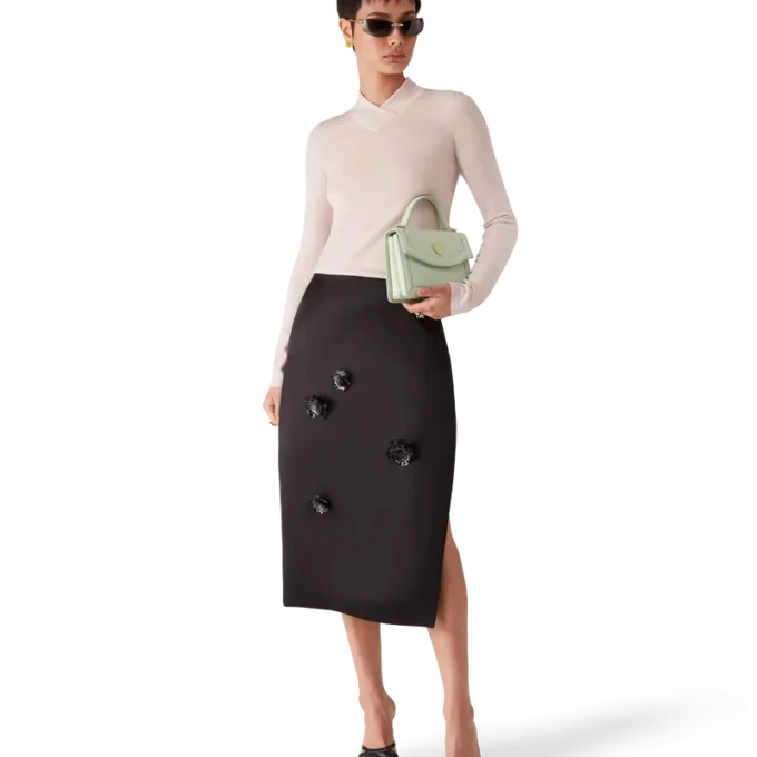 Falda midi de satén duquesa