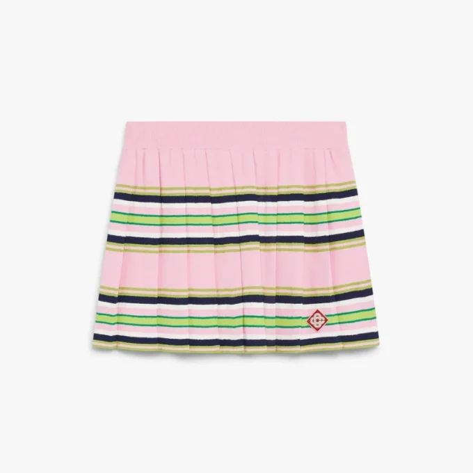 Falda plisada a rayas rosa y verde