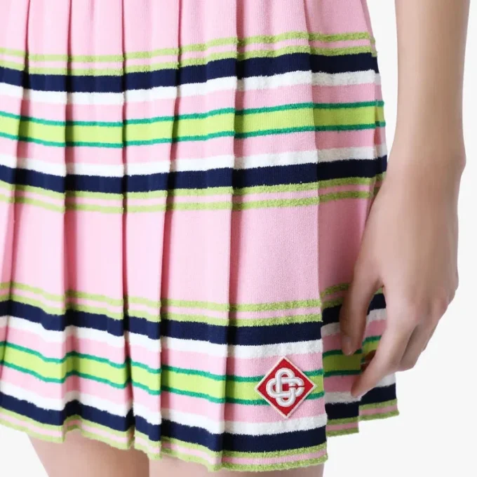 Falda plisada a rayas rosa y verde