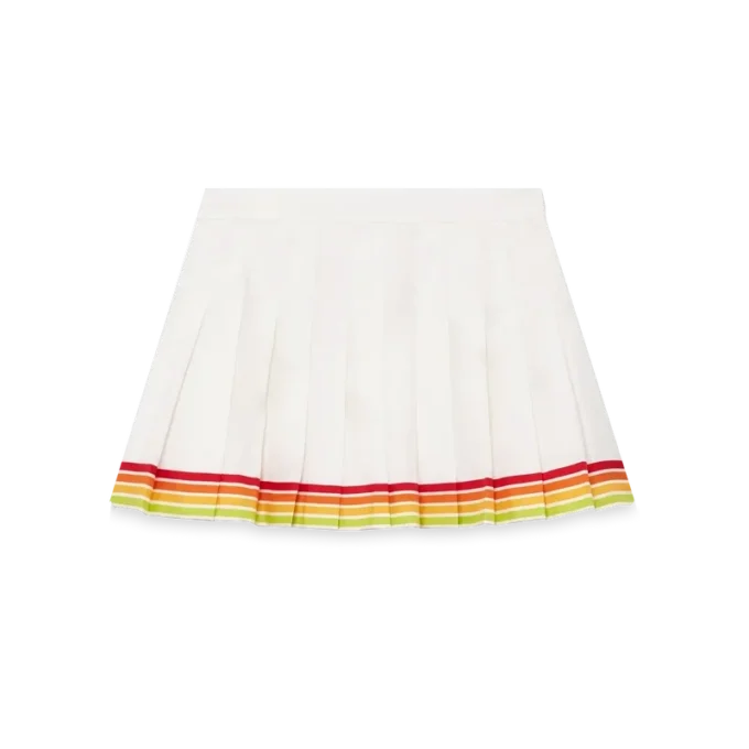 Falda plisada de sarga de seda con mascota naranja Falda plisada de sarga de seda con mascota naranja