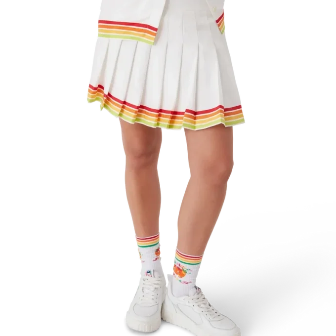 Falda plisada de sarga de seda con mascota naranja Falda plisada de sarga de seda con mascota naranja