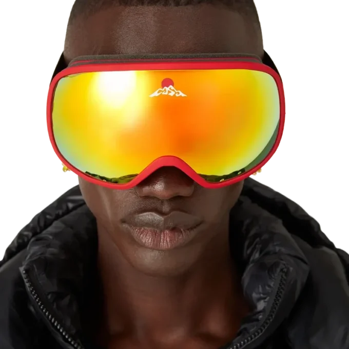 Gafas de esquí con degradado rojo y naranja