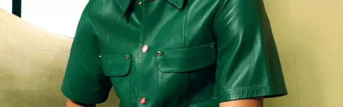 Camisa de cuero de manga corta