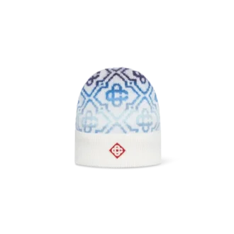 Gorro de merino con monograma y efecto degradado Gorro de merino con monograma y efecto degradado