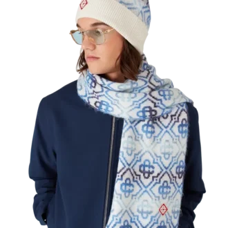 Gorro de merino con monograma y efecto degradado Gorro de merino con monograma y efecto degradado