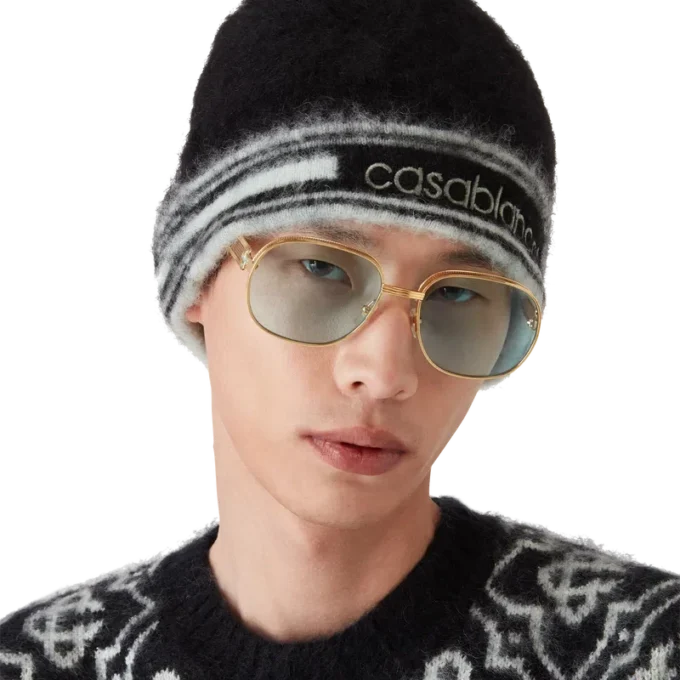 Gorro de mohair a rayas