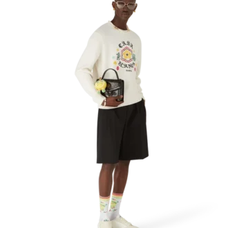 Jersey de cuello redondo de punto merino con emblema