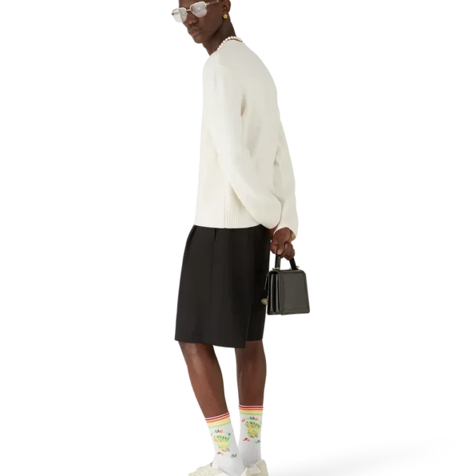 Jersey de cuello redondo de punto merino con emblema