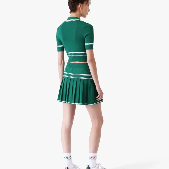 Minifalda de punto plisada verde