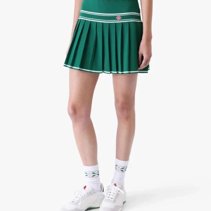 Minifalda de punto plisada verde