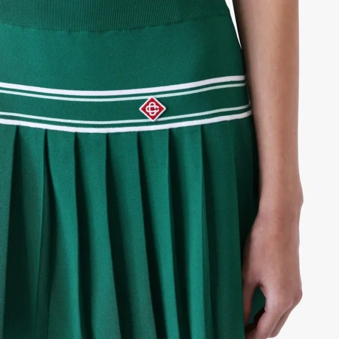 Minifalda de punto plisada verde