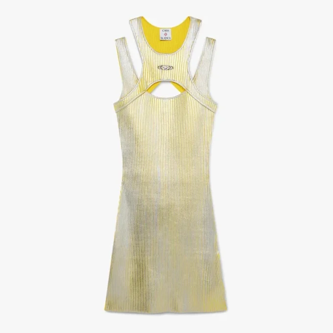 Minivestido con estampado en lámina dorada