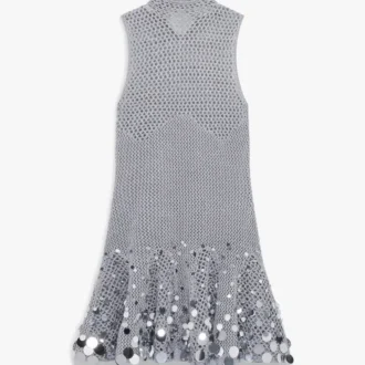 Minivestido de ganchillo plateado con espejos