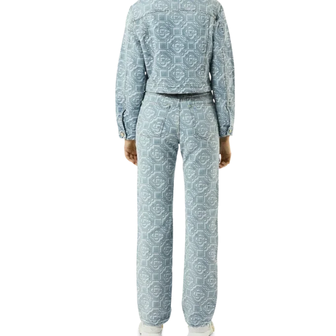 Pantalón clásico de denim blanqueado con monograma