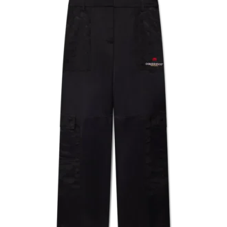 Pantalones cargo de nylon y satén con estampado de camuflaje de montaña