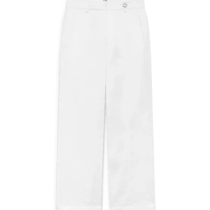 Pantalones chino con monograma en blanco