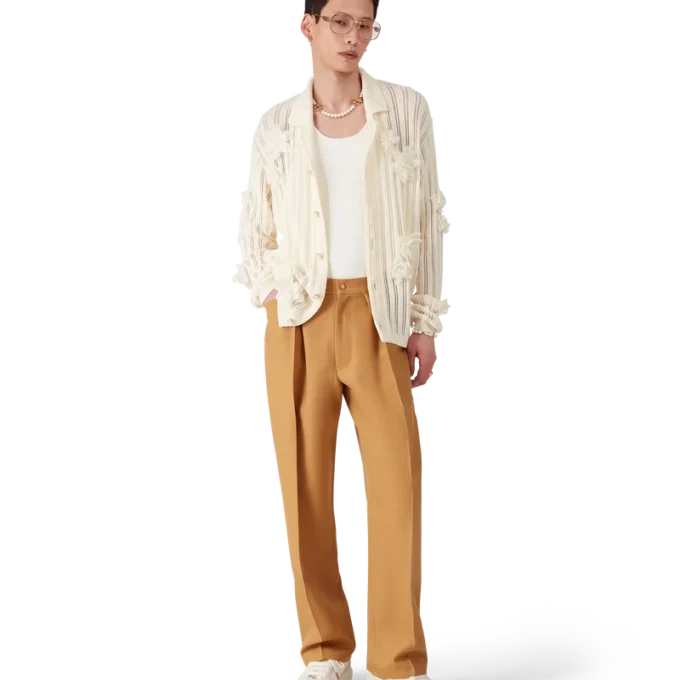 Pantalones chinos de lana con pliegues