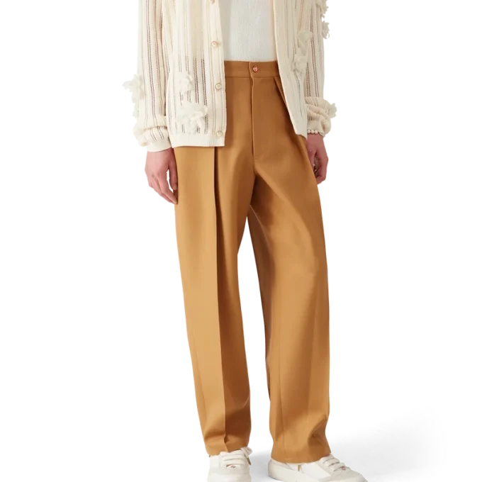 Pantalones chinos de lana con pliegues