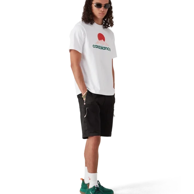 Pantalones cortos cargo de nylon con estampado de camuflaje de montaña