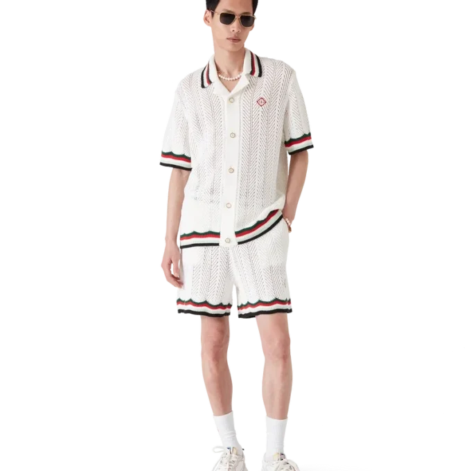 Pantalones cortos de algodón con ganchillo en forma de chevron