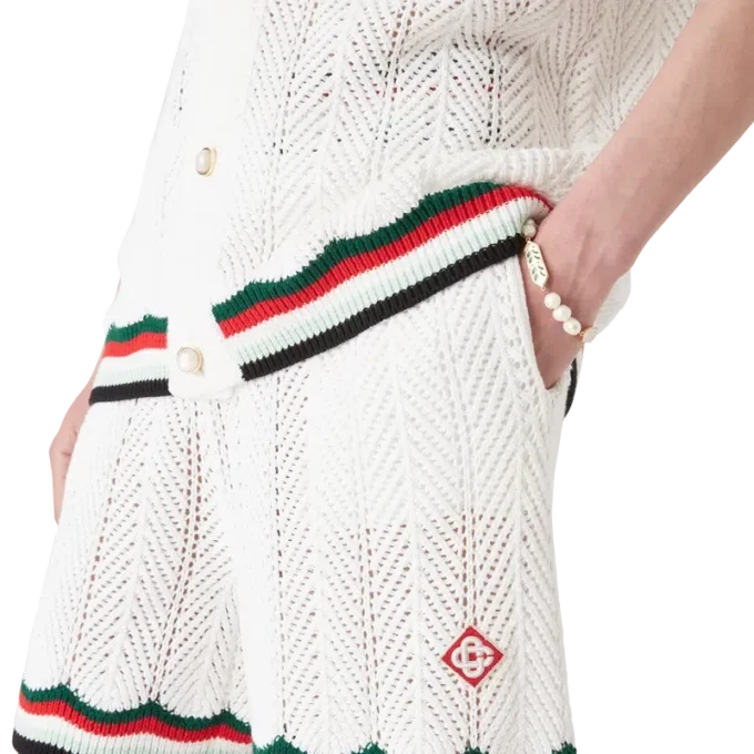 Pantalones cortos de algodón con ganchillo en forma de chevron