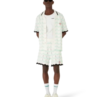 Pantalones cortos de algodón de ganchillo con diseño de ondas degradadas