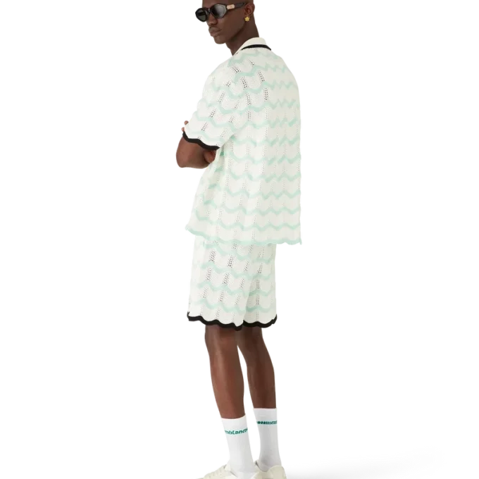 Pantalones cortos de algodón de ganchillo con diseño de ondas degradadas