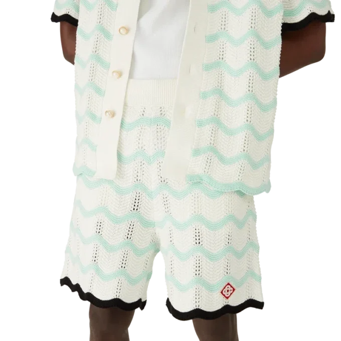 Pantalones cortos de algodón de ganchillo con diseño de ondas degradadas