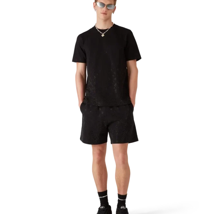 Pantalones cortos de chándal con monograma de cristales