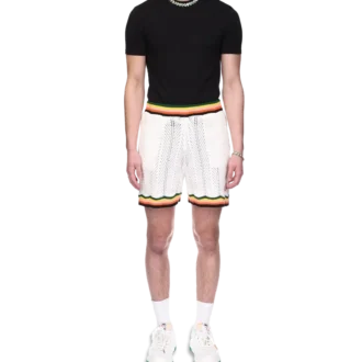 Pantalones cortos de encaje con diseño en zigzag