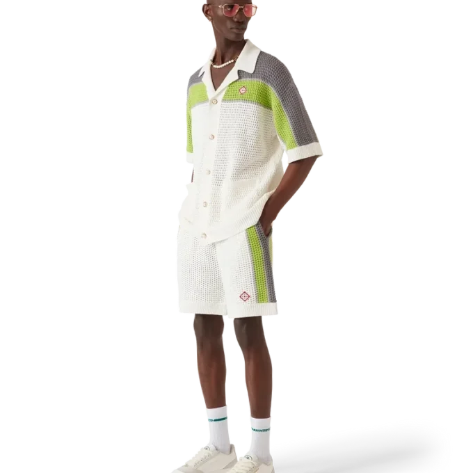 Pantalones cortos de ganchillo a rayas