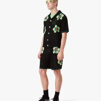 Pantalones cortos de ganchillo bordados Glitch Orchid