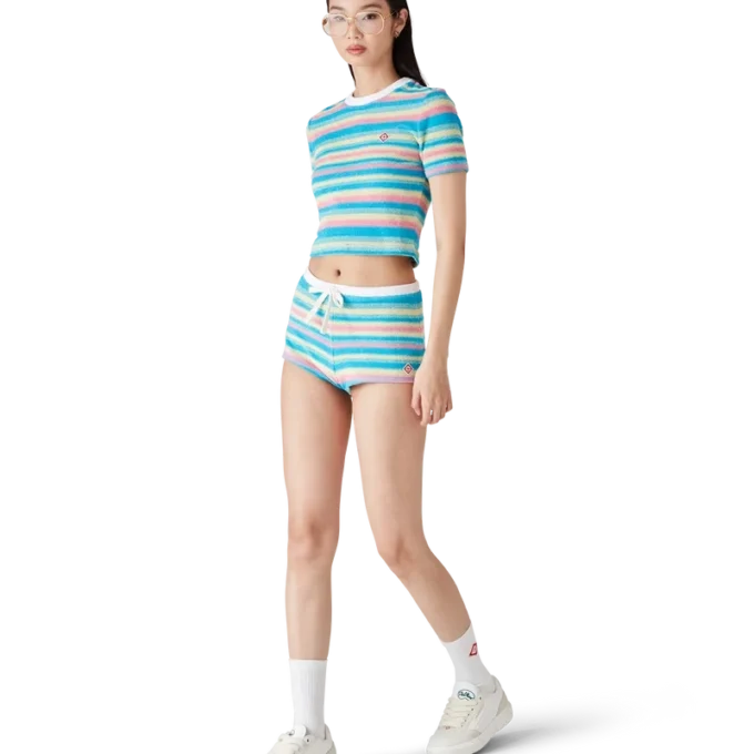 Pantalones cortos de rizo a rayas