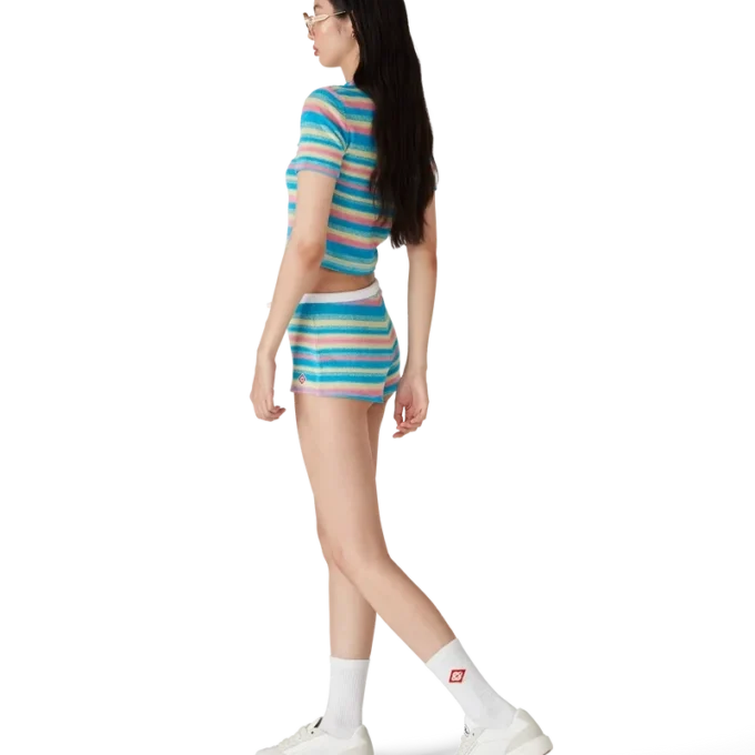 Pantalones cortos de rizo a rayas