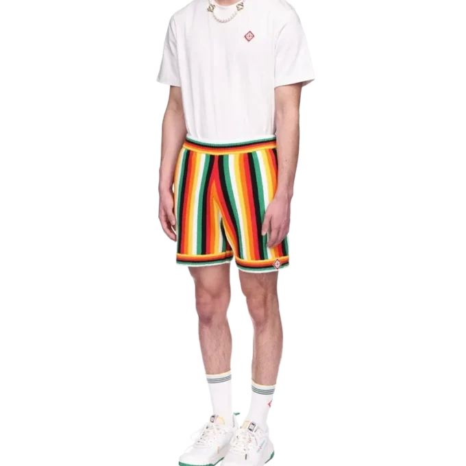 Pantalones cortos de rizo a rayas