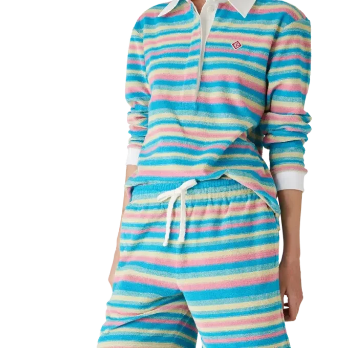 Pantalones cortos de rizo a rayas Pantalones cortos de rizo a rayas