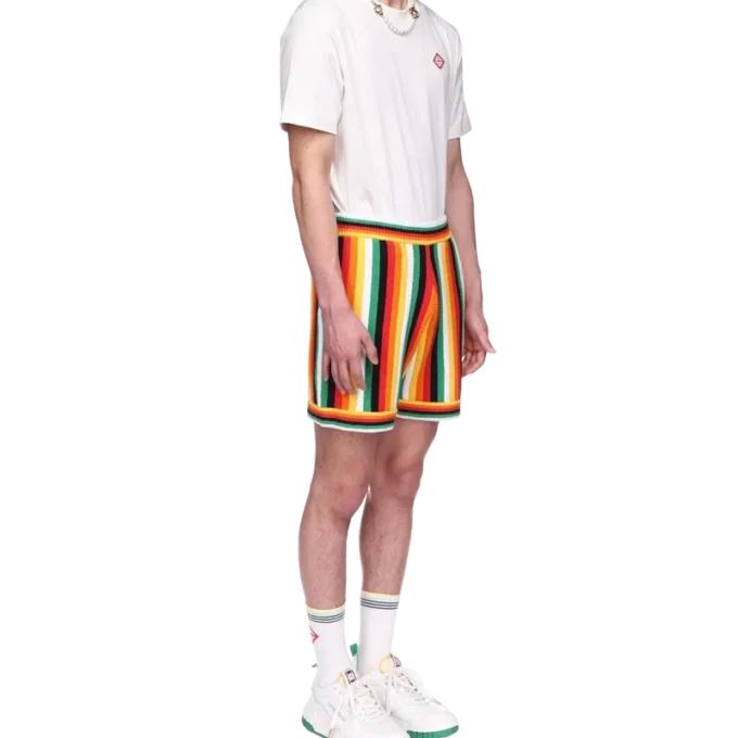 Pantalones cortos de rizo a rayas