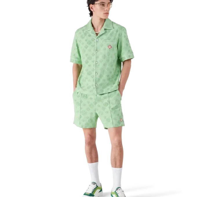 Pantalones cortos de rizo con monograma