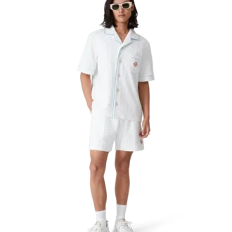 Pantalones cortos de rizo con rayas de tenis