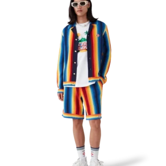 Pantalones cortos de rizo con rayas degradadas