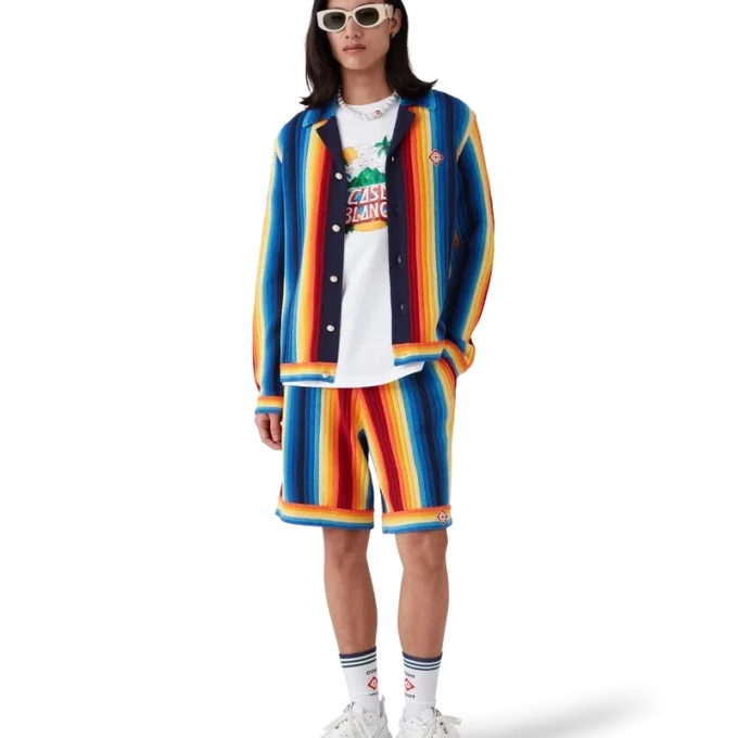 Pantalones cortos de rizo con rayas degradadas