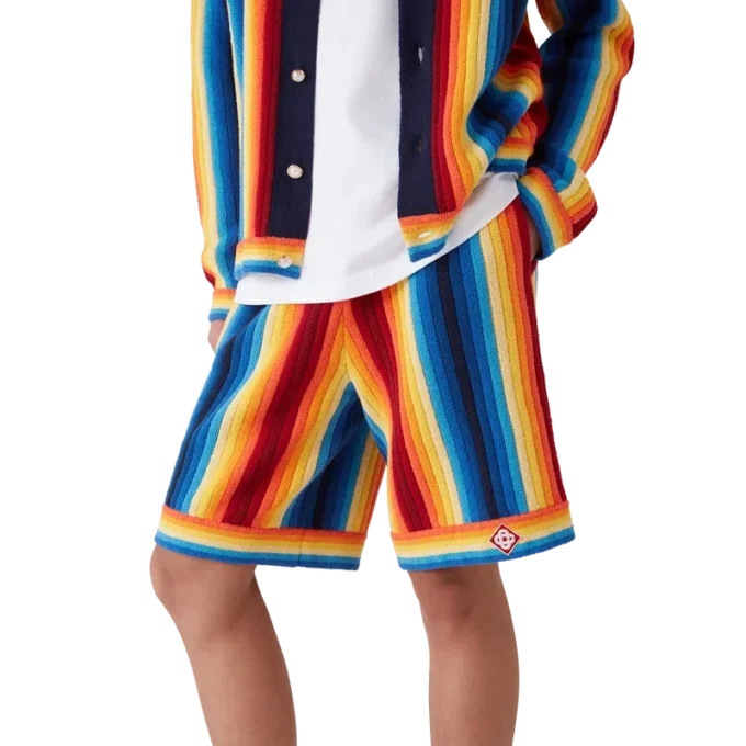 Pantalones cortos de rizo con rayas degradadas