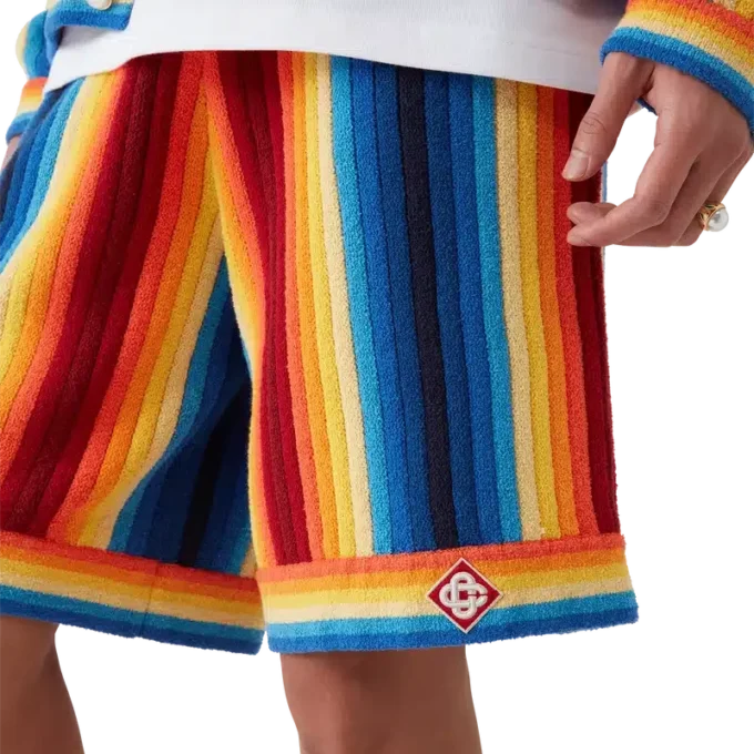 Pantalones cortos de rizo con rayas degradadas