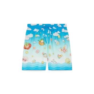 Pantalones cortos de sarga de seda con motivos kawaii