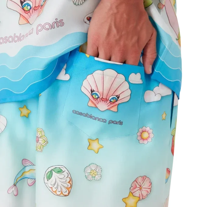 Pantalones cortos de sarga de seda con motivos kawaii