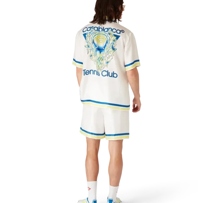 Pantalones cortos de seda con el icono del Flaming Tennis Club